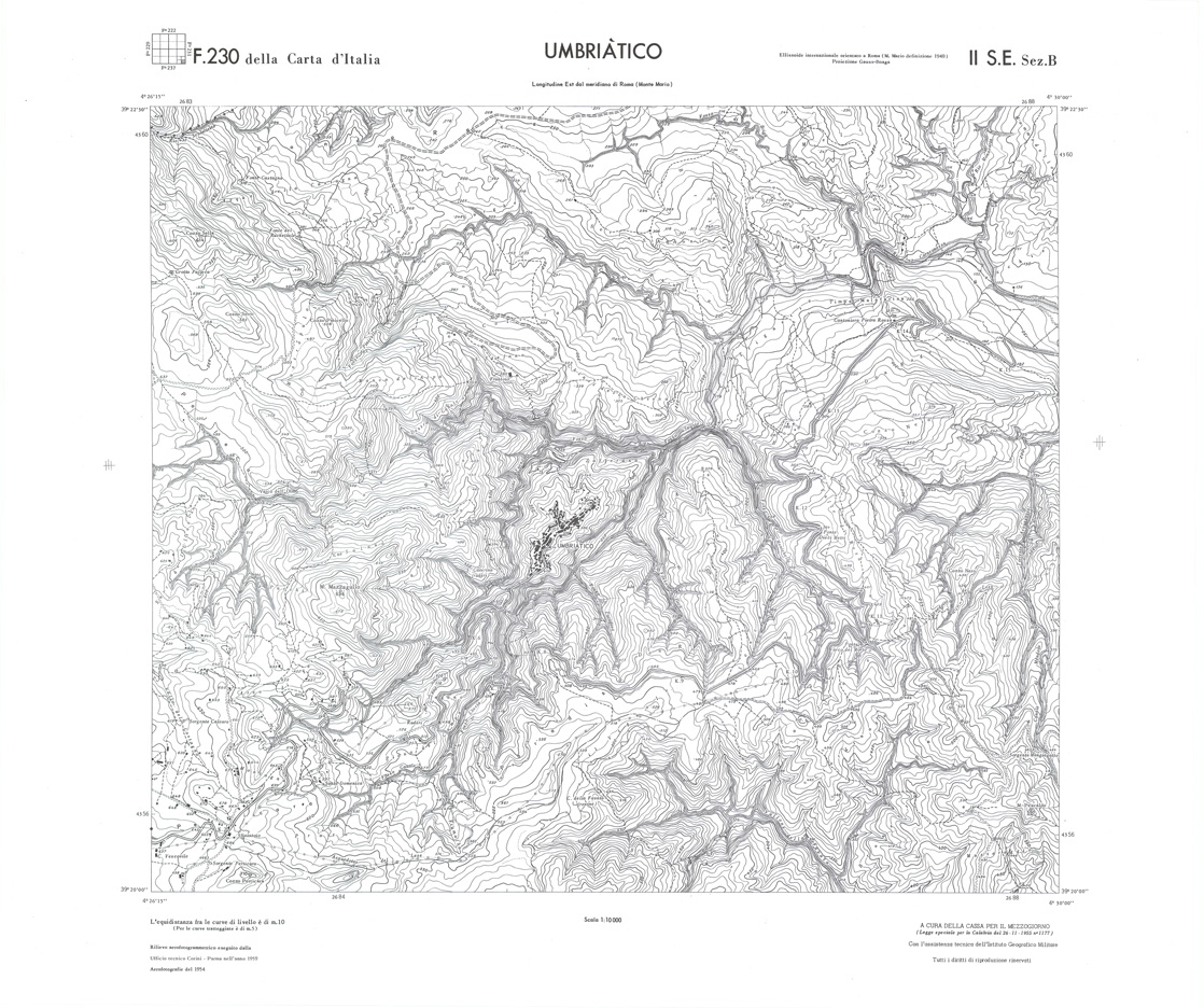 (N:36042) CALABRIA  FOGLIO 230 II SE SEZ B UMBRIATICO (SE008864) Carte e stampe antiche: riproduzione a colori su carta (formato A1)