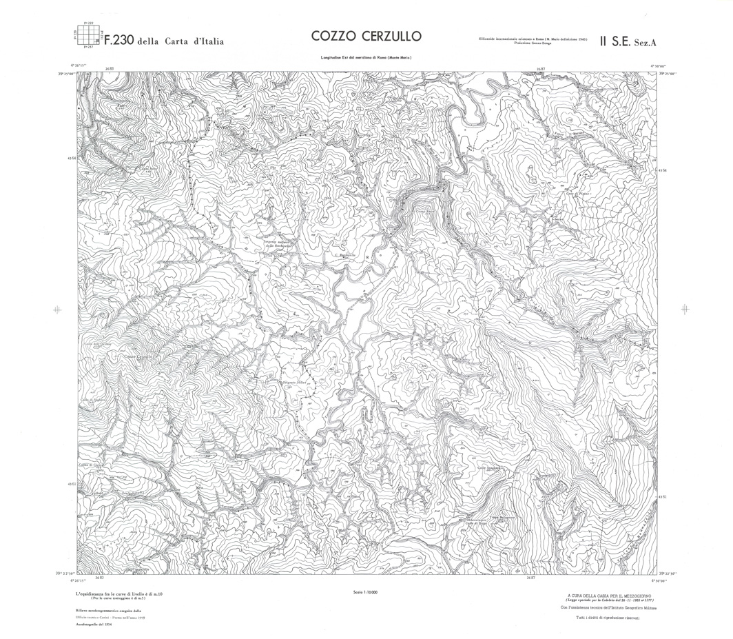 (N:36043) CALABRIA  FOGLIO 230 II SE SEZ A COZZO CERZULLO (SE008865) Carte e stampe antiche: riproduzione a colori su carta (formato A1)
