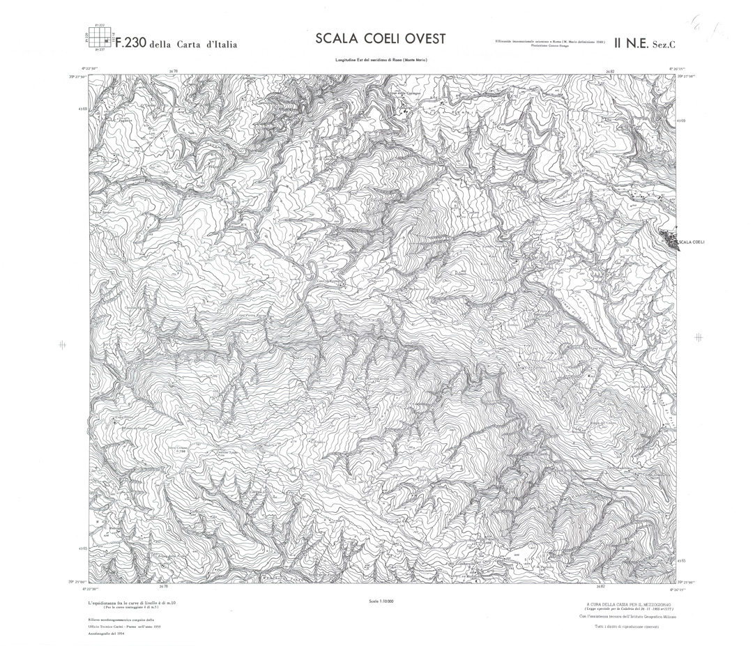 (N:36045) CALABRIA  FOGLIO 230 II NE SEZ C SCALA COELI OVEST (SE008867) Carte e stampe antiche: riproduzione a colori su carta (formato A1)