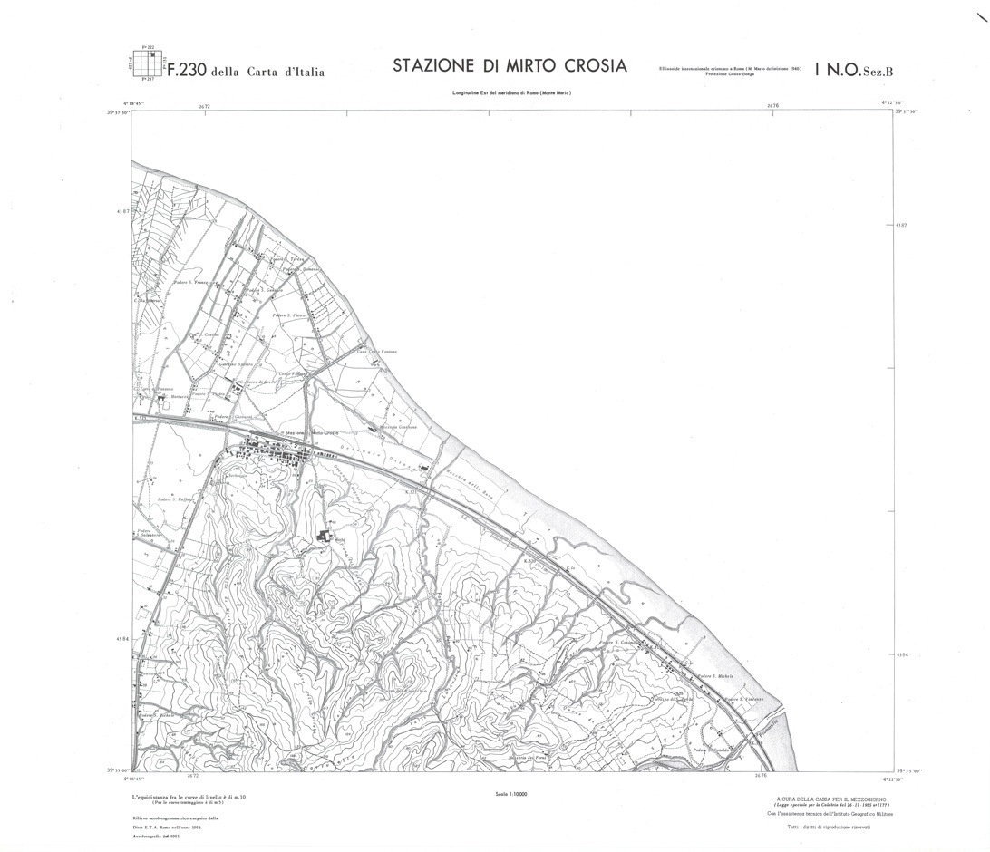 (N:36049) CALABRIA  FOGLIO 230 I NO SEZ B STAZIONE DI MIRTO CROSIA (SE008871) Carte e stampe antiche: riproduzione a colori su carta (formato A1)