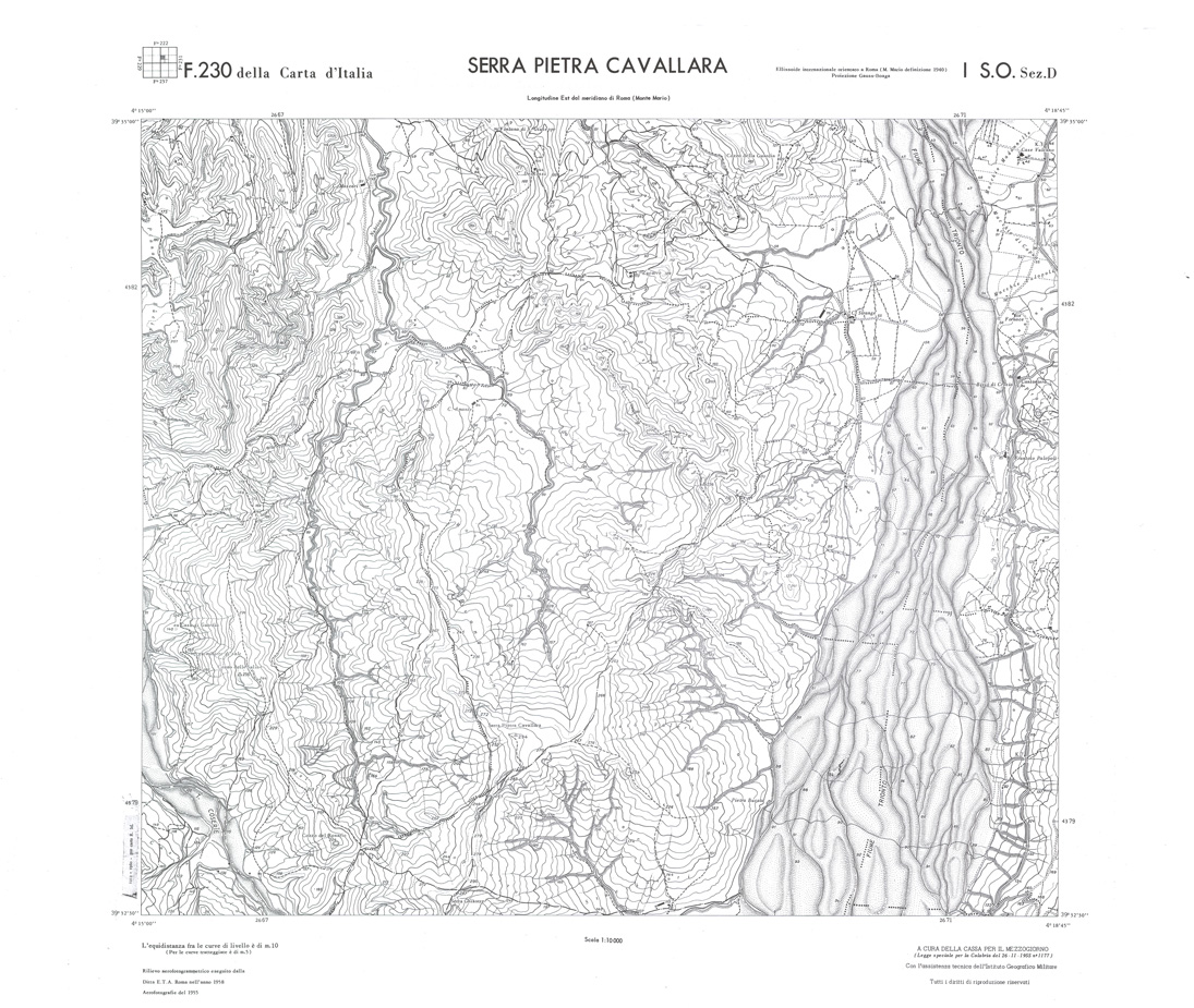 (N:36051) CALABRIA  FOGLIO 230 I SO SEZ D SERRA PIETRA CAVALLARA (SE008872) Carte e stampe antiche: riproduzione a colori su carta (formato A1)