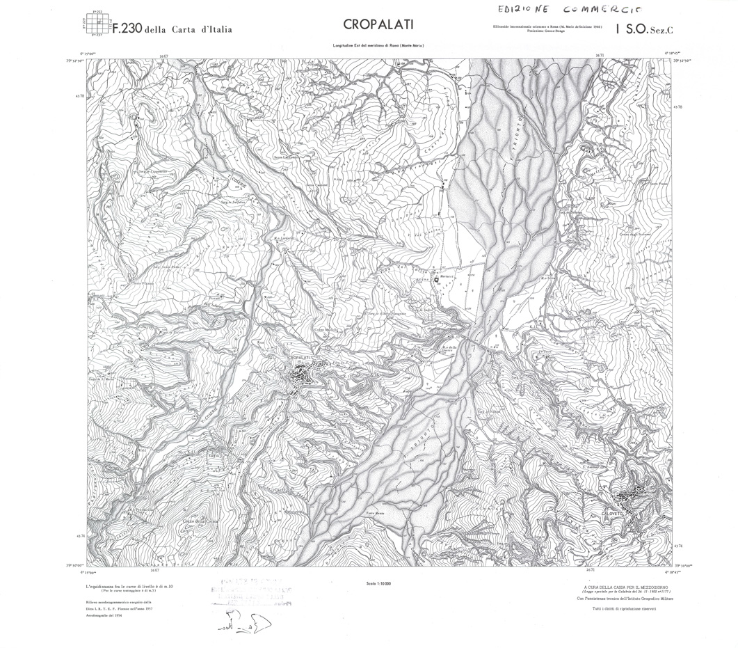 (N:36052) CALABRIA  FOGLIO 230 I SO SEZ C CROPALATI (SE008873) Carte e stampe antiche: riproduzione a colori su carta (formato A1)