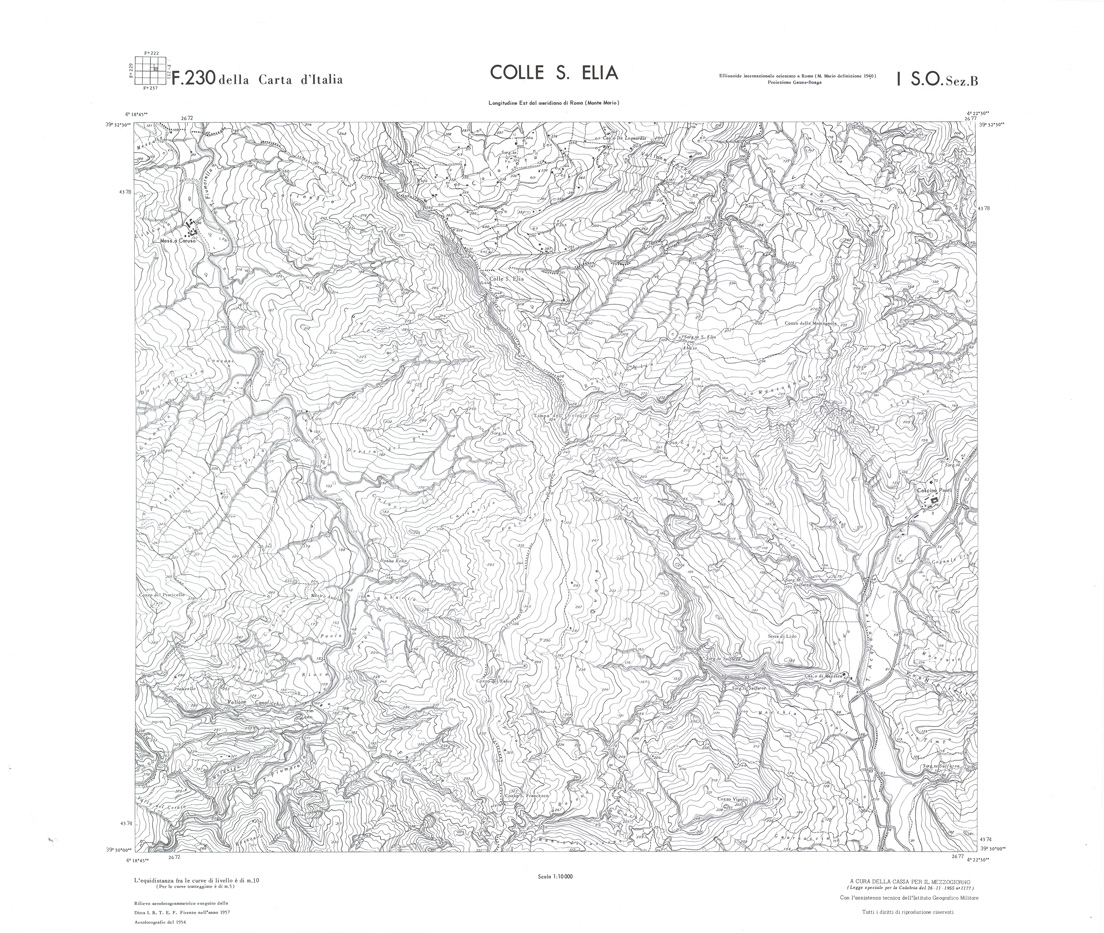 (N:36053) CALABRIA  FOGLIO 230 I SO SEZ B COLLE S.ELIA (SE008874) Carte e stampe antiche: riproduzione a colori su carta (formato A1)