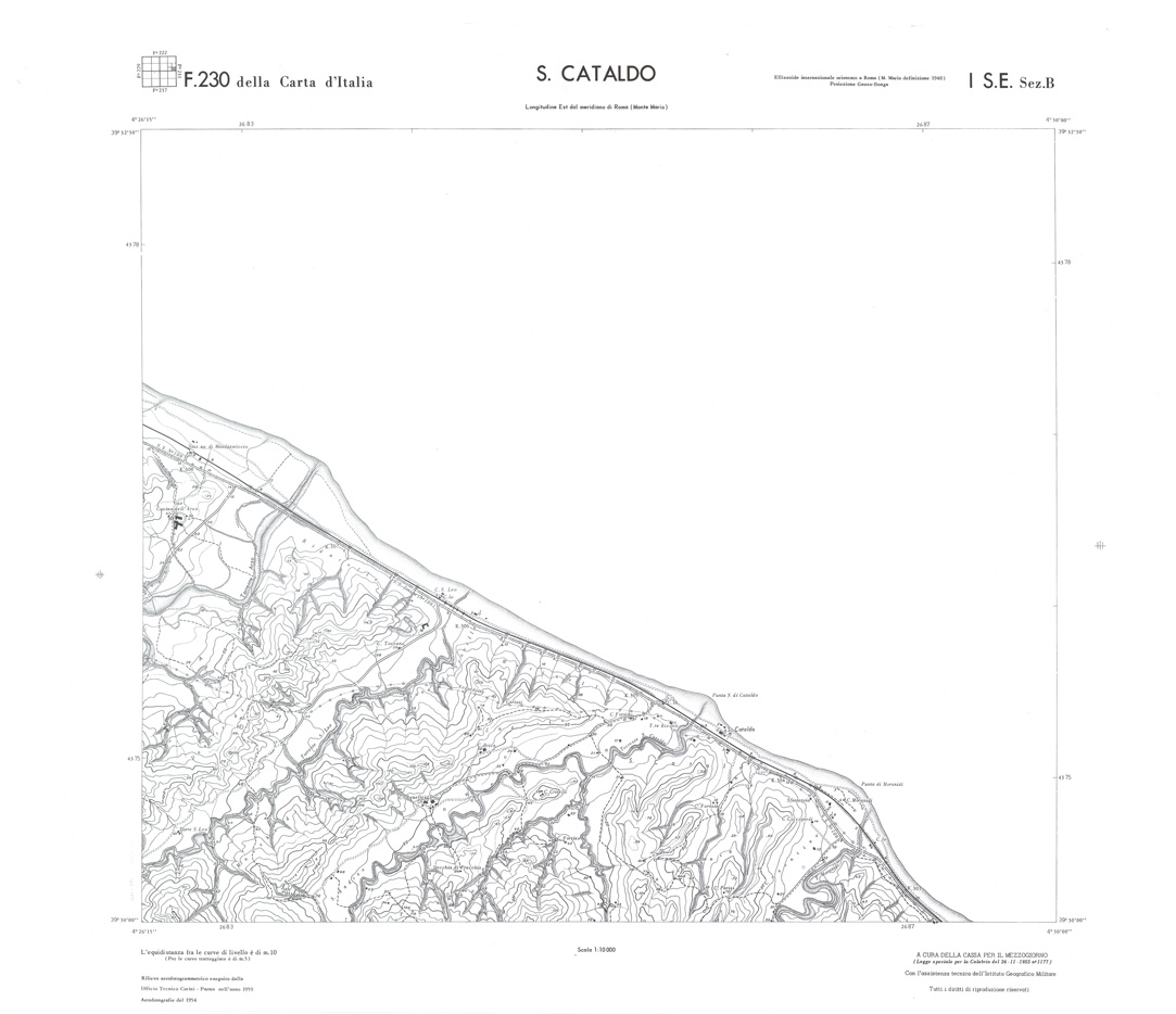 (N:36055) CALABRIA  FOGLIO 230 I SE SEZ B S.CATALDO (SE008876) Carte e stampe antiche: riproduzione a colori su carta (formato A1)