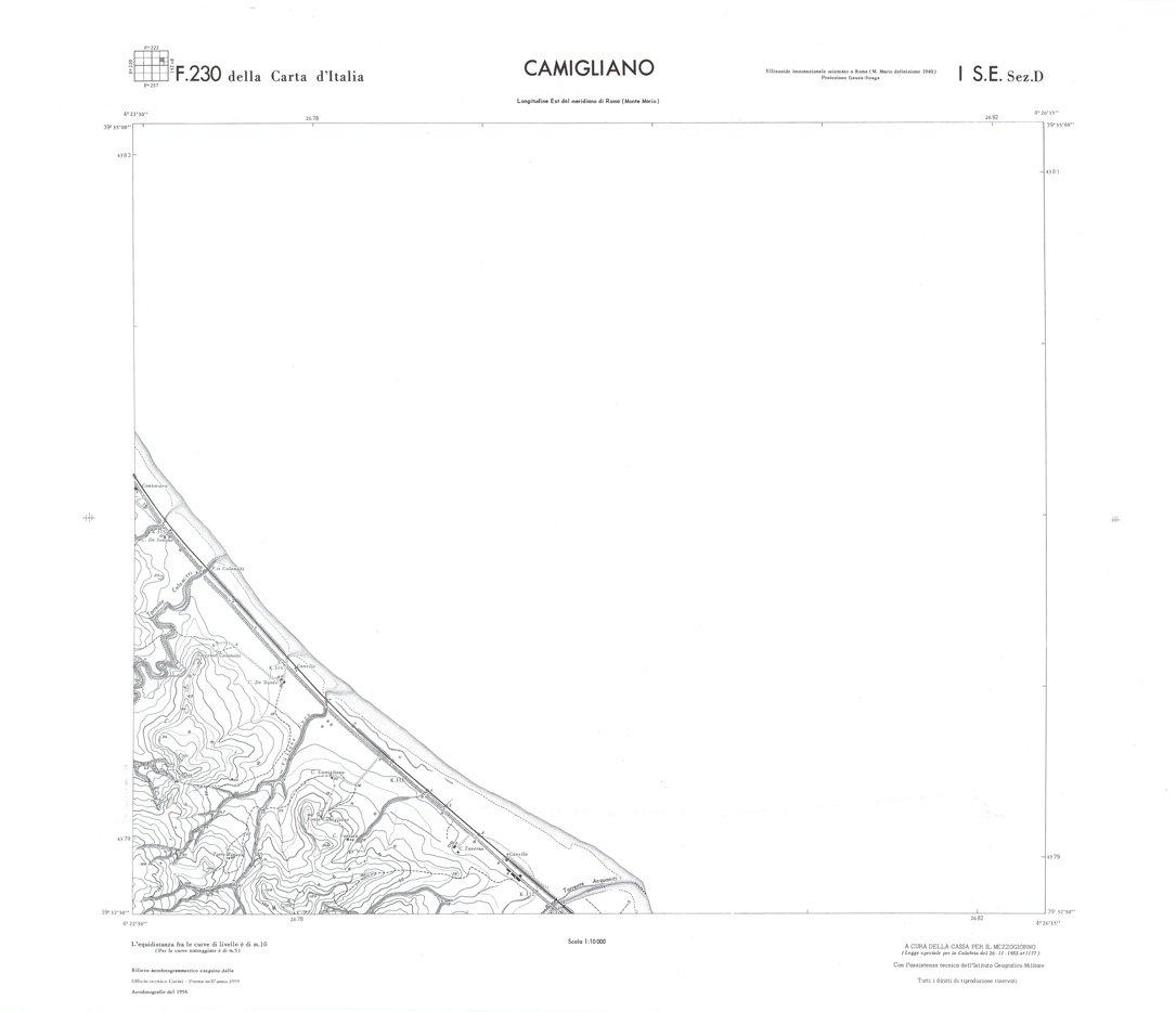 (N:36057) CALABRIA  FOGLIO 230 I SE SEZ D CAMIGLIANO (SE008878) Carte e stampe antiche: riproduzione a colori su carta (formato A1)