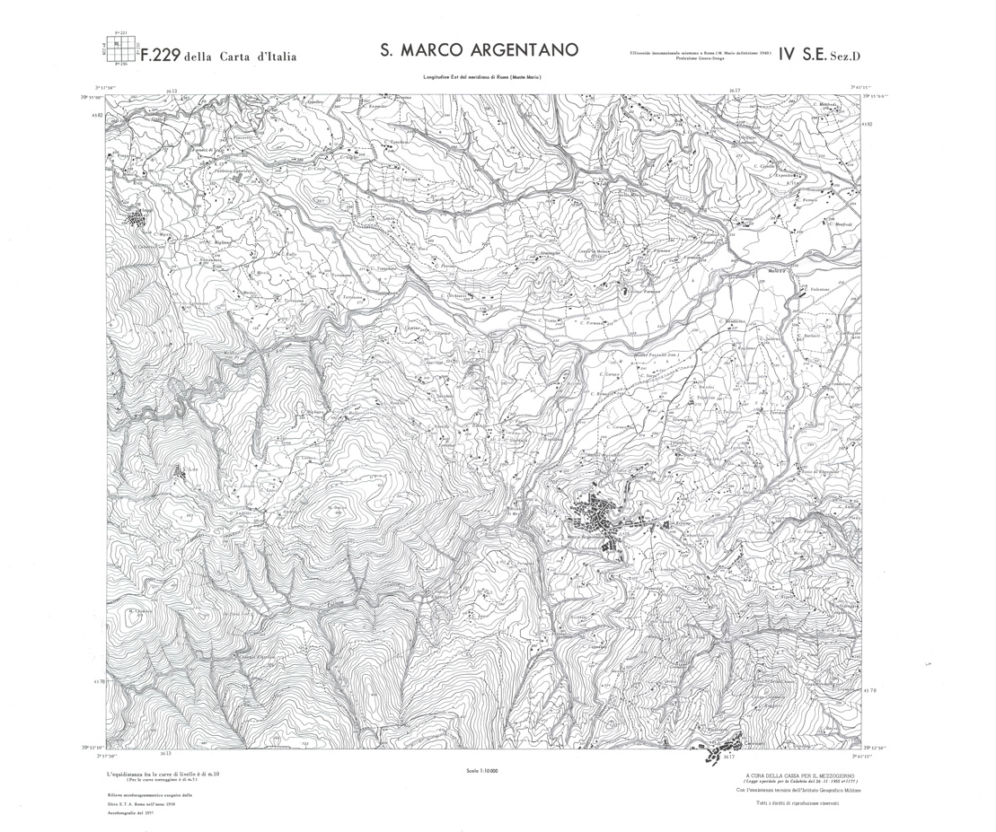 (N:36066) CALABRIA  FOGLIO 229 IV SE SEZ D S.MARCO ARGENTANO (SE008887) Carte e stampe antiche: riproduzione a colori su carta (formato A1)