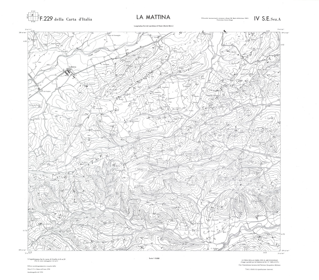 (N:36069) CALABRIA  FOGLIO 229 IV SE SEZ A LA MATTINA (SE008890) Carte e stampe antiche: riproduzione a colori su carta (formato A1)