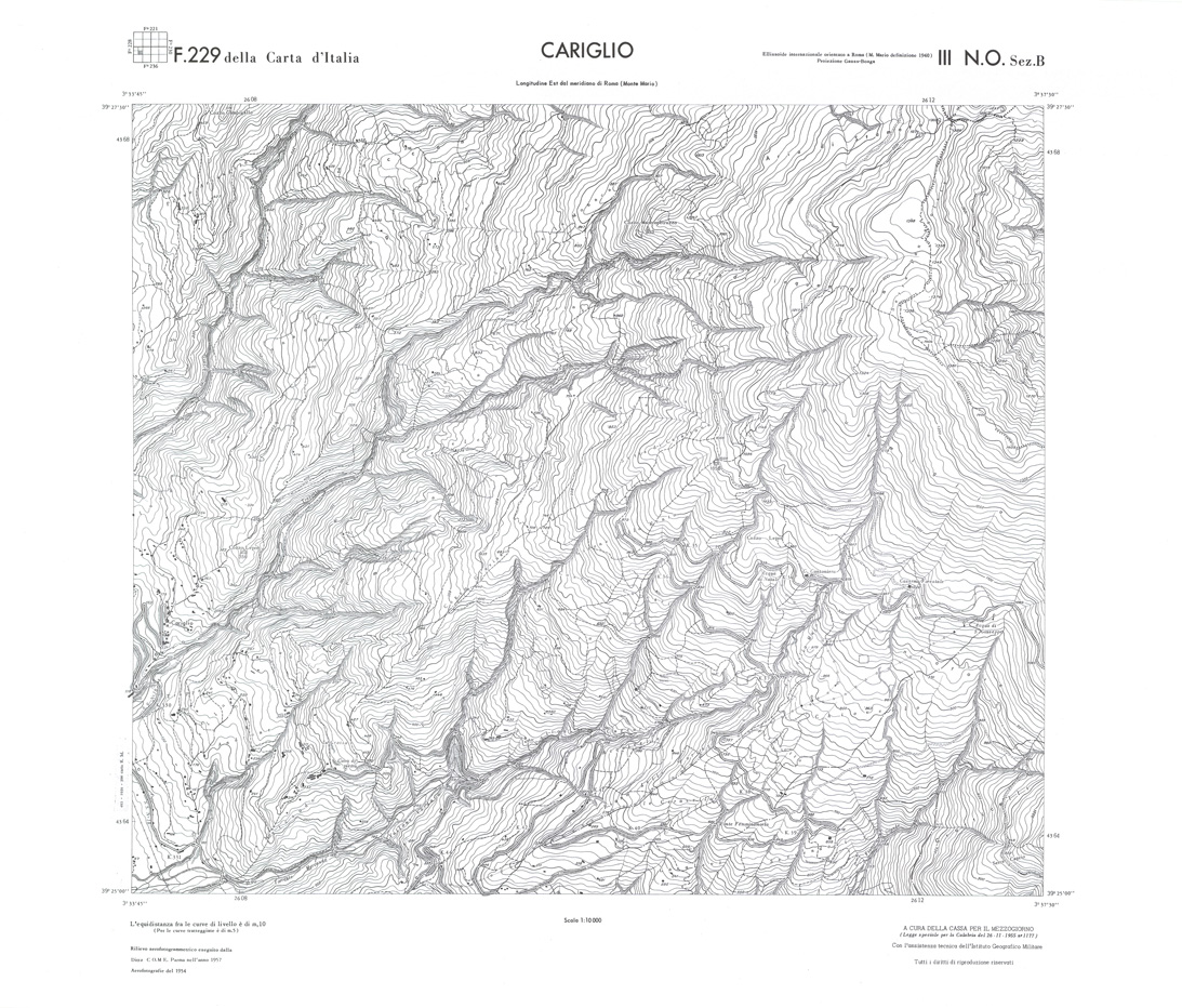 (N:36076) CALABRIA  FOGLIO 229 III NO SEZ B CARIGLIO (SE008897) Carte e stampe antiche: riproduzione a colori su carta (formato A1)