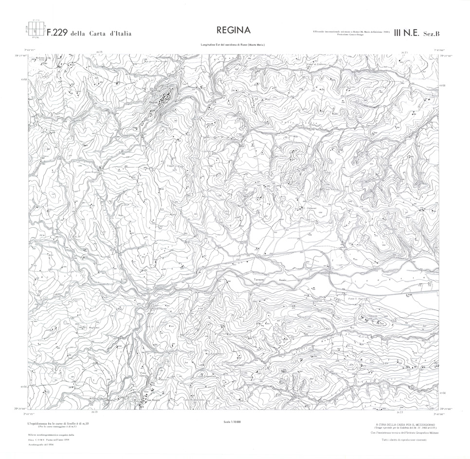 (N:36086) CALABRIA  FOGLIO 229 III NE SEZ B REGINA (SE008907) Carte e stampe antiche: riproduzione a colori su carta (formato A1)