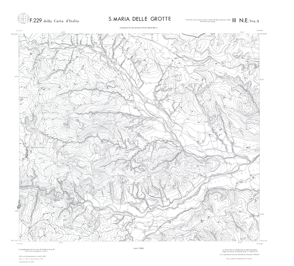 (N:36087) CALABRIA  FOGLIO 229 III NE SEZ A S.MARIA DELLE GROTTE (SE008908) Carte e stampe antiche: riproduzione a colori su carta (formato A1)