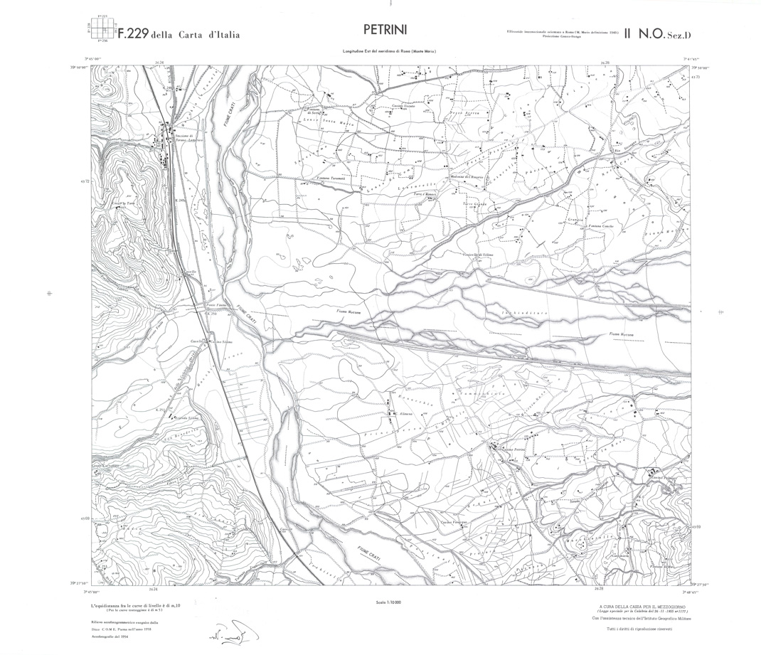 (N:36088) CALABRIA  FOGLIO 229 II NO SEZ D PETRINI (SE008909) Carte e stampe antiche: riproduzione a colori su carta (formato A1)