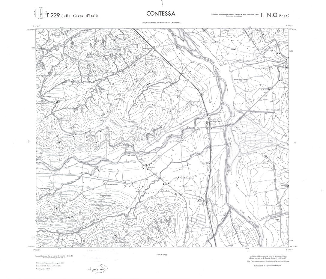 (N:36089) CALABRIA  FOGLIO 229 II NO SEZ C CONTESSA (SE008910) Carte e stampe antiche: riproduzione a colori su carta (formato A1)