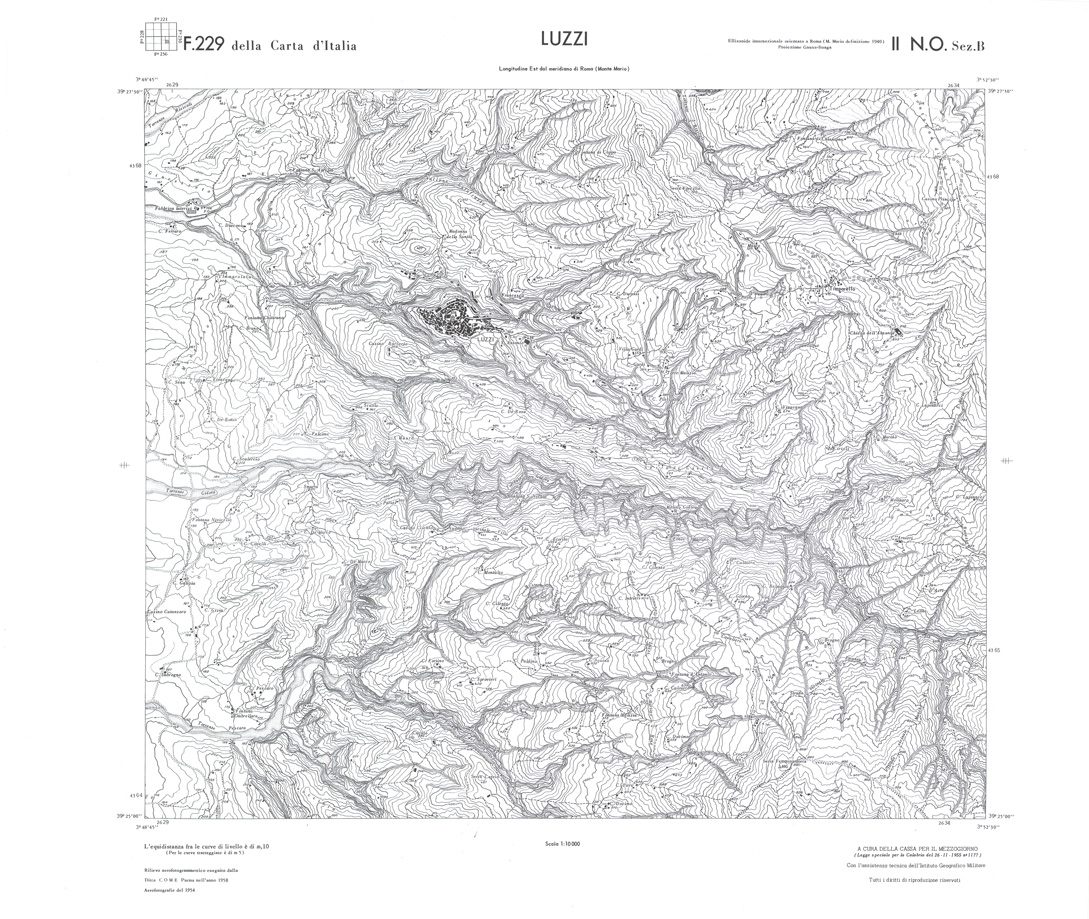 (N:36090) CALABRIA  FOGLIO 229 II NO SEZ B LUZZI (SE008911) Carte e stampe antiche: riproduzione a colori su carta (formato A1)