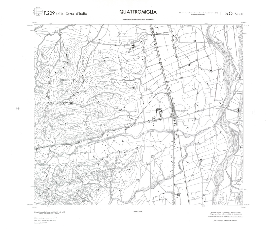 (N:36093) CALABRIA  FOGLIO 229 II SO SEZ C QUATTROMIGLIA (SE008914) Carte e stampe antiche: riproduzione a colori su carta (formato A1)