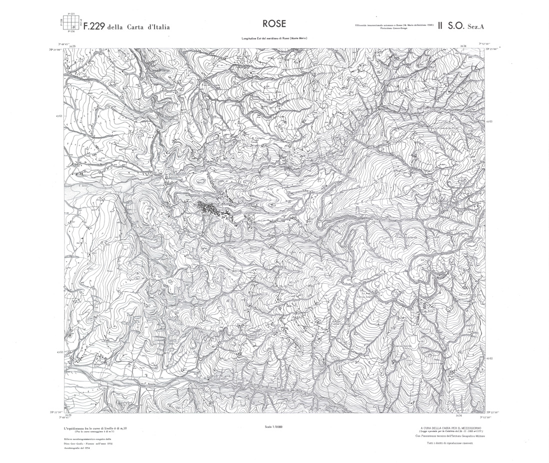 (N:36094) CALABRIA  FOGLIO 229 II SO SEZ A ROSE (SE008915) Carte e stampe antiche: riproduzione a colori su carta (formato A1)