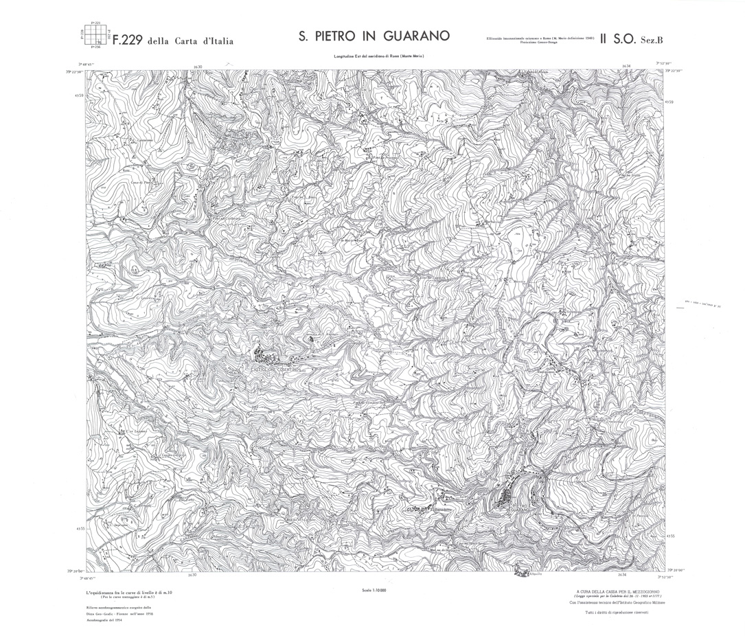 (N:36095) CALABRIA  FOGLIO 229 II SO SEZ B S.PIETRO IN GUARANO (SE008916) Carte e stampe antiche: riproduzione a colori su carta (formato A1)