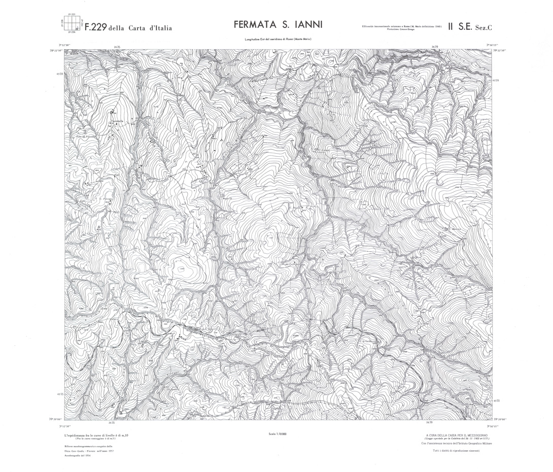 (N:36097) CALABRIA  FOGLIO 229 II SE SEZ C FERMATA S.IANNI (SE008918) Carte e stampe antiche: riproduzione a colori su carta (formato A1)