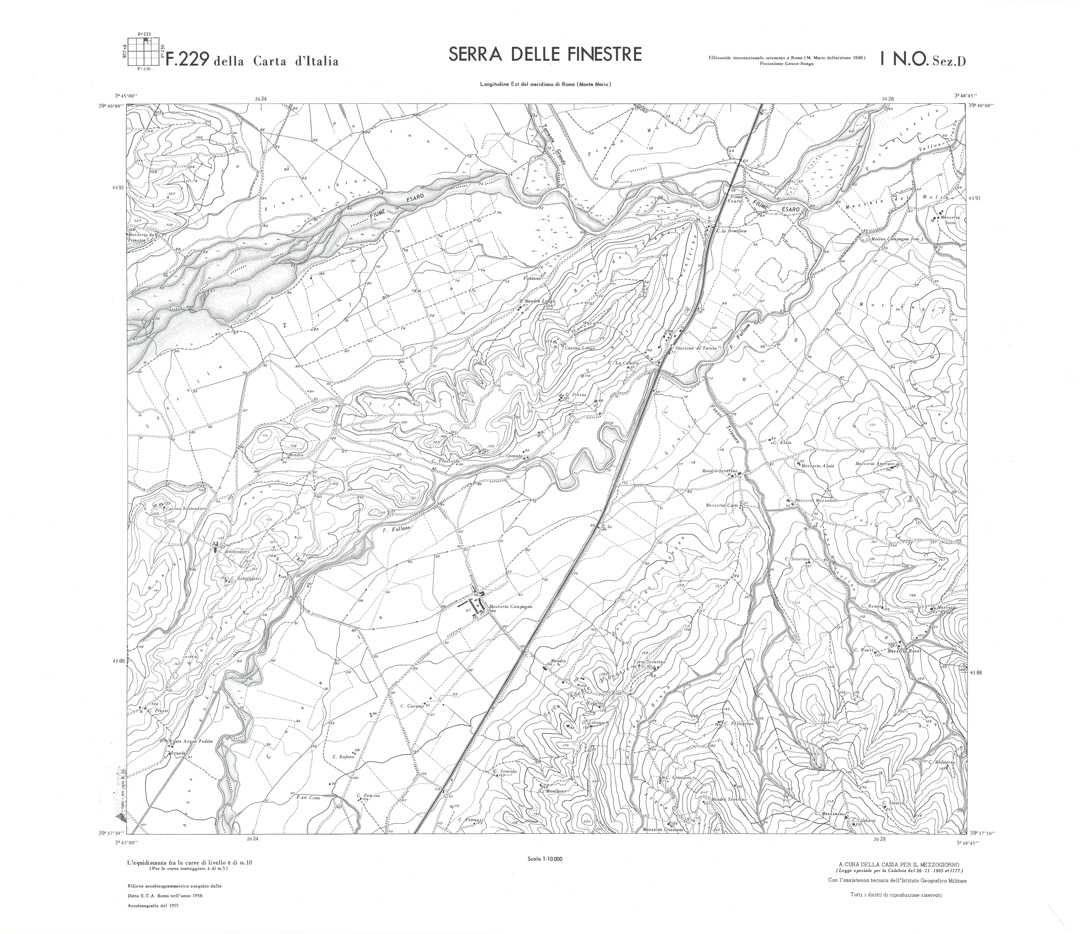(N:36107) CALABRIA  FOGLIO 229 I NO SEZ D SERRA DELLE FINESTRE (SE008928) Carte e stampe antiche: riproduzione a colori su carta (formato A1)