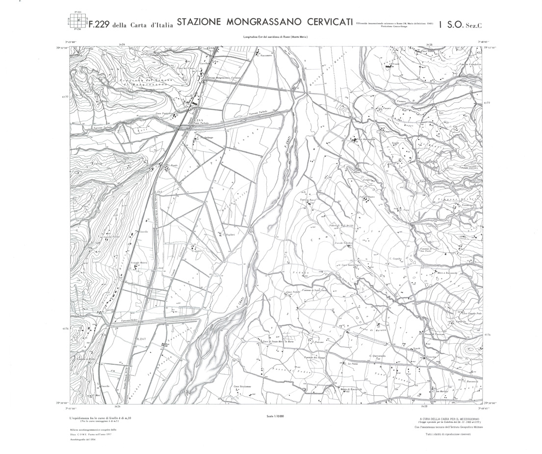 (N:36109) CALABRIA  FOGLIO 229 I SO SEZ C STAZIONE MONGRASSANO CERVICATI (SE008930) Carte e stampe antiche: riproduzione a colori su carta (formato A1)