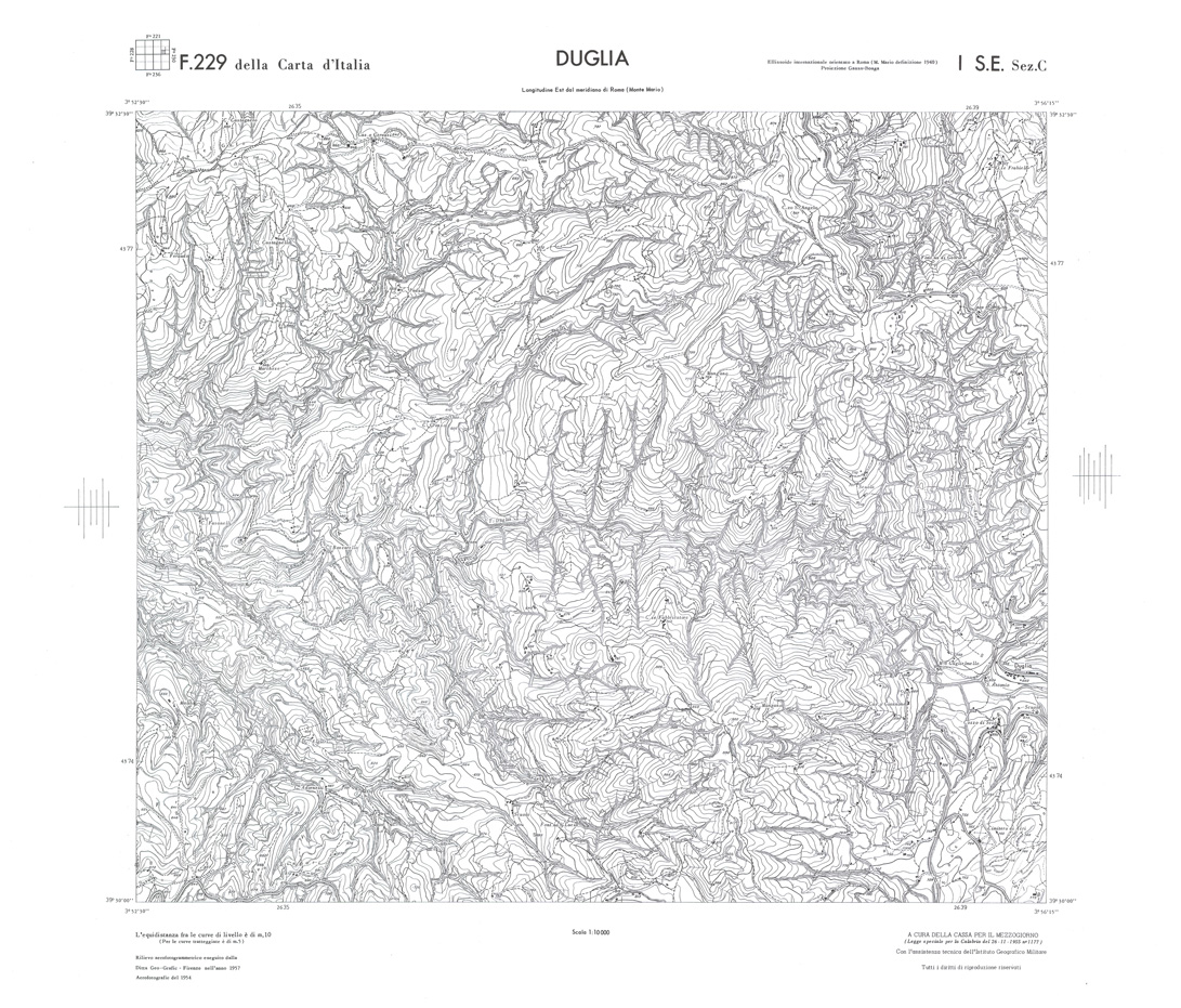 (N:36113) CALABRIA  FOGLIO 229 I SE SEZ C DUGLIA (SE008934) Carte e stampe antiche: riproduzione a colori su carta (formato A1)