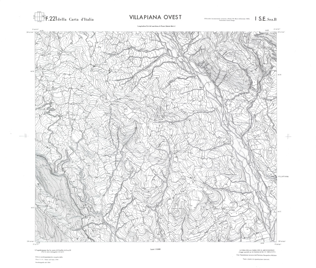 (N:36201) CALABRIA  FOGLIO 221 I SE SEZ B VILLAPIANA OVEST (SE009022) Carte e stampe antiche: riproduzione a colori su carta (formato A1)