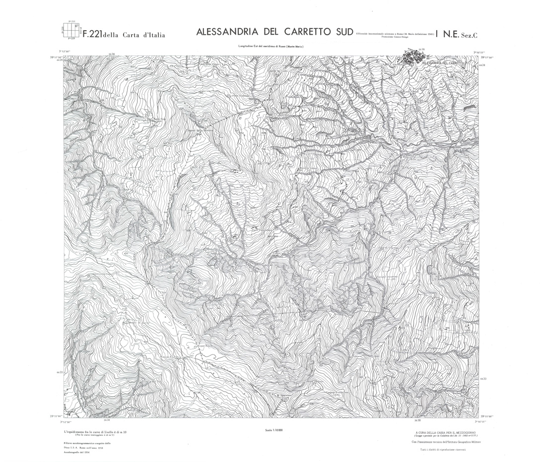 (N:36204) CALABRIA  FOGLIO 221 I NE SEZ C ALESSANDRIA DEL CARRETTO SUD (SE009025) Carte e stampe antiche: riproduzione a colori su carta (formato A1)
