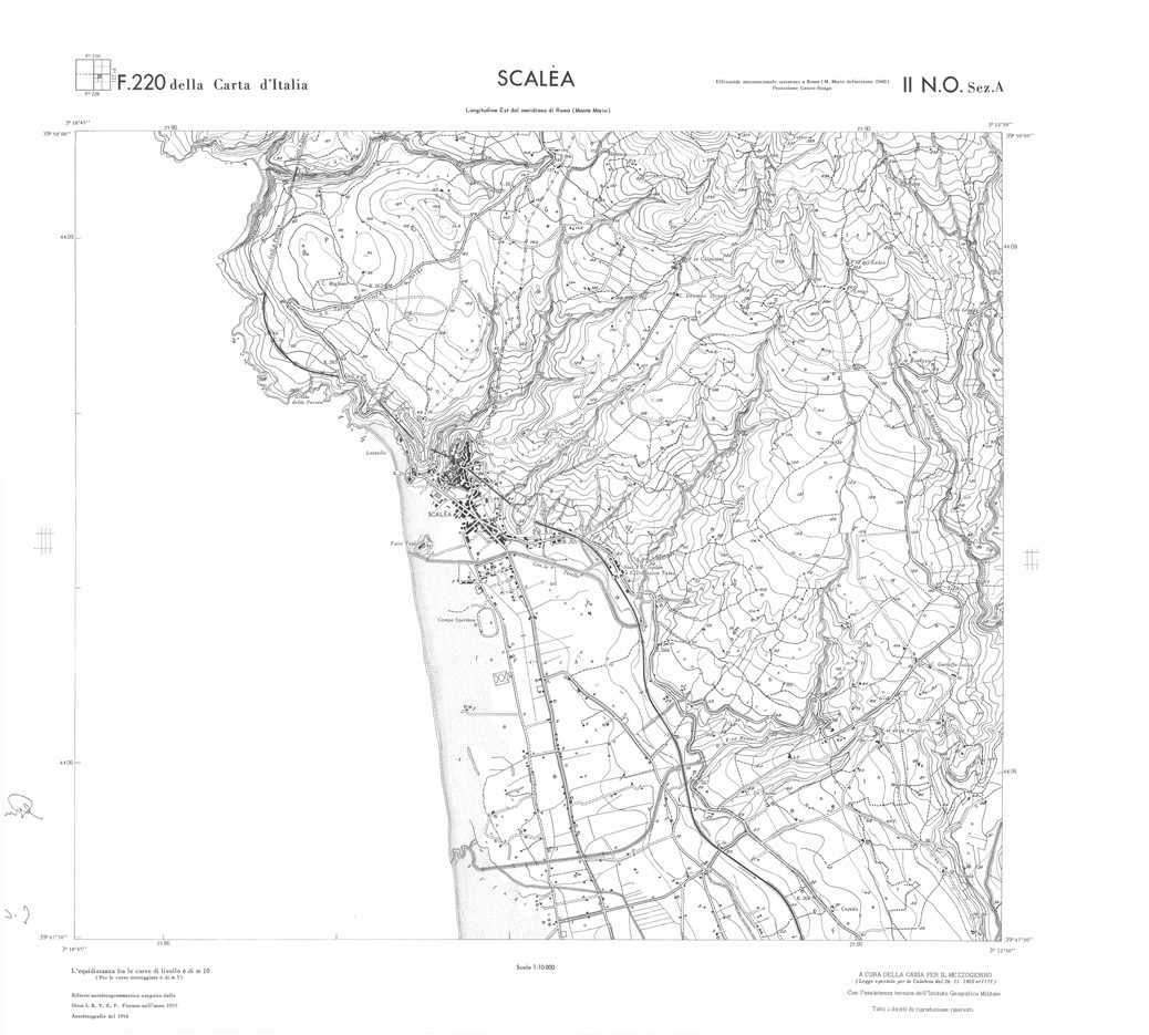 (N:36208) CALABRIA  FOGLIO 220 II NO SEZ A SCALEA (SE009029) Carte e stampe antiche: riproduzione a colori su carta (formato A1)