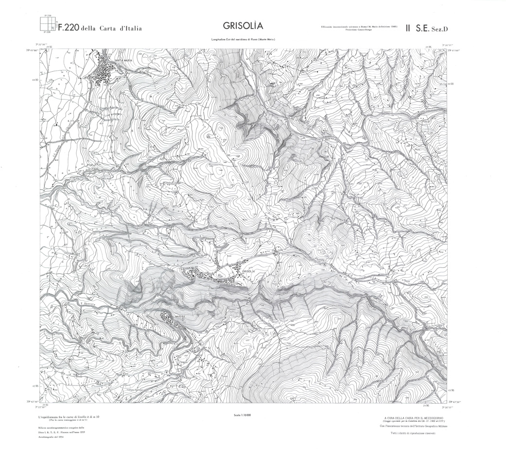 (N:36211) CALABRIA  FOGLIO 220 II SE SEZ D GRISOLIA (SE009032) Carte e stampe antiche: riproduzione a colori su carta (formato A1)