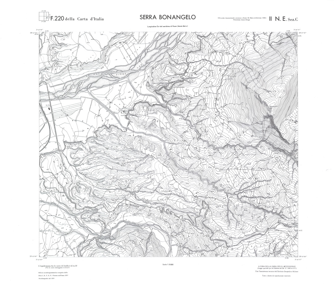 (N:36216) CALABRIA  FOGLIO 220 II NE SEZ C SERRA BONANGELO (SE009037) Carte e stampe antiche: riproduzione a colori su carta (formato A1)