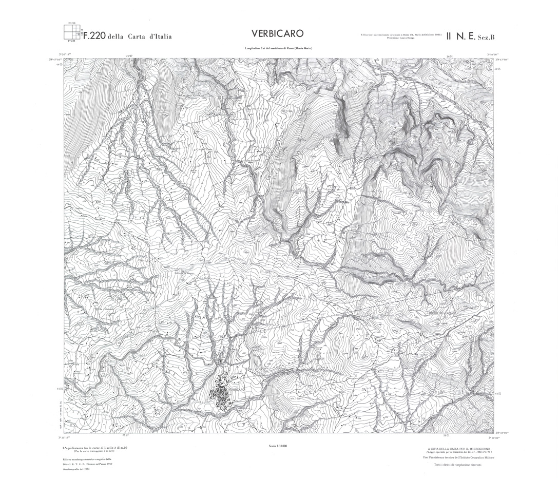 (N:36217) CALABRIA  FOGLIO 220 II NE SEZ B VERBICARO (SE009038) Carte e stampe antiche: riproduzione a colori su carta (formato A1)