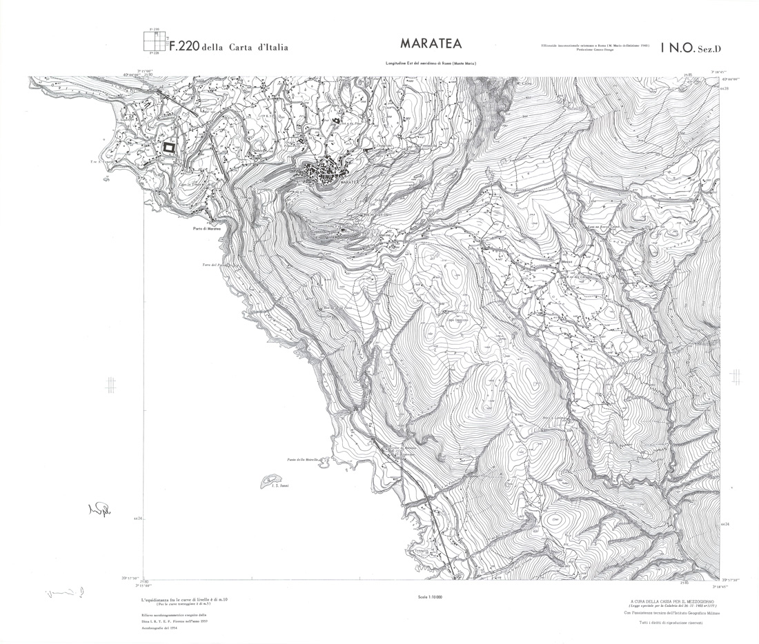 (N:36220) CALABRIA  FOGLIO 220 I NO SEZ D MARATEA (SE009040) Carte e stampe antiche: riproduzione a colori su carta (formato A1)
