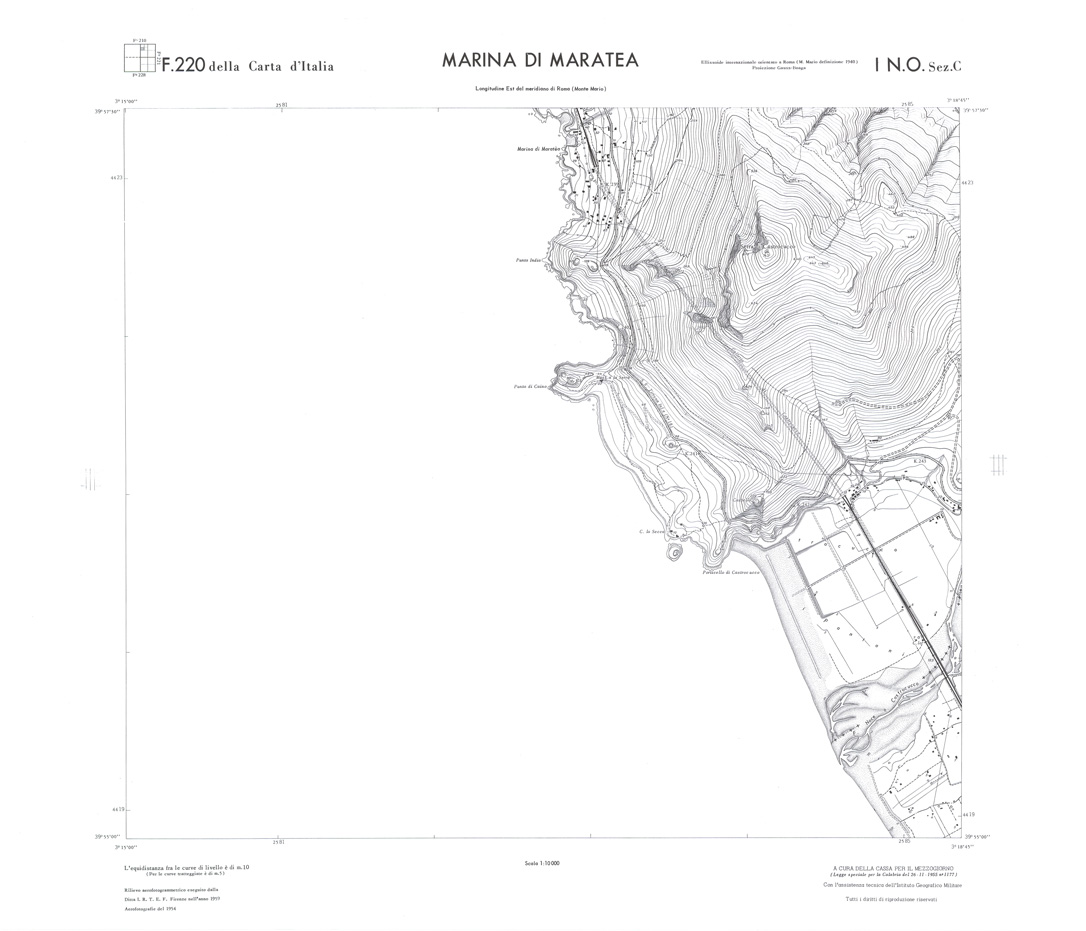 (N:36221) CALABRIA  FOGLIO 220 I NO SEZ C MARINA DI MARATEA (SE009041) Carte e stampe antiche: riproduzione a colori su carta (formato A1)