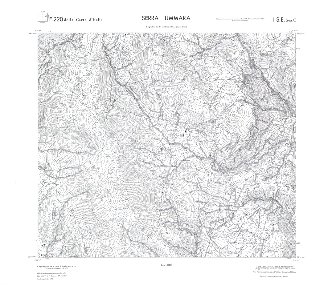 (N:36227) CALABRIA  FOGLIO 220 I SE SEZ C SERRA UMMARA (SE009047) Carte e stampe antiche: riproduzione a colori su carta (formato A1)
