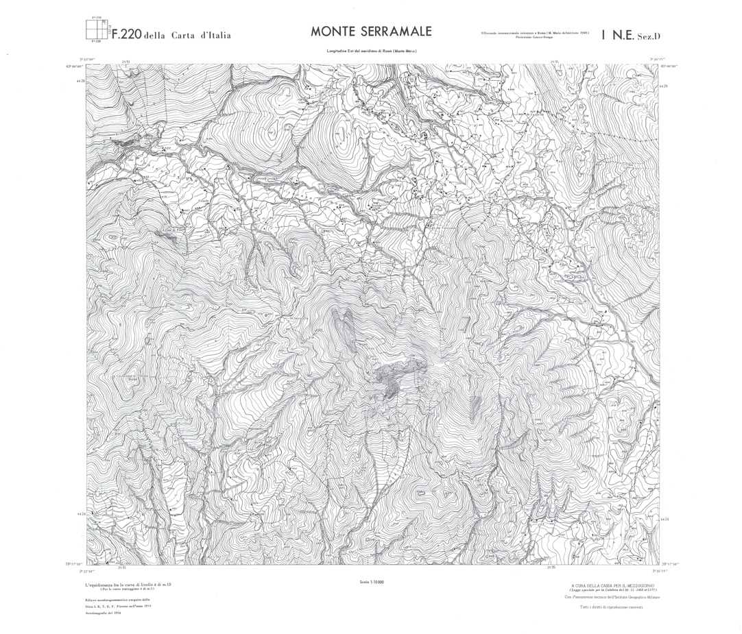 (N:36230) CALABRIA  FOGLIO 220 I NE SEZ D MONTE SERRAMALE (SE009050) Carte e stampe antiche: riproduzione a colori su carta (formato A1)