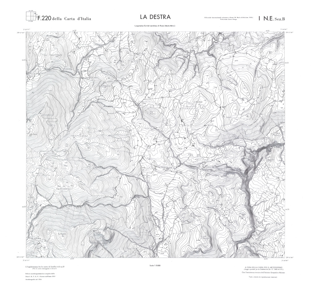 (N:36233) CALABRIA  FOGLIO 220 I NE SEZ B LA DESTRA (SE009052) Carte e stampe antiche: riproduzione a colori su carta (formato A1)