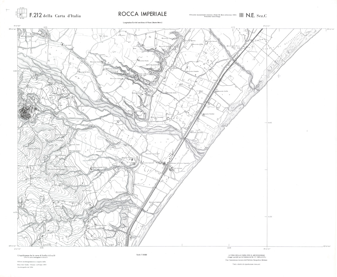 (N:36235) CALABRIA  FOGLIO 212 III NE SEZ C ROCCA IMPERIALE (SE009054) Carte e stampe antiche: riproduzione a colori su carta (formato A1)