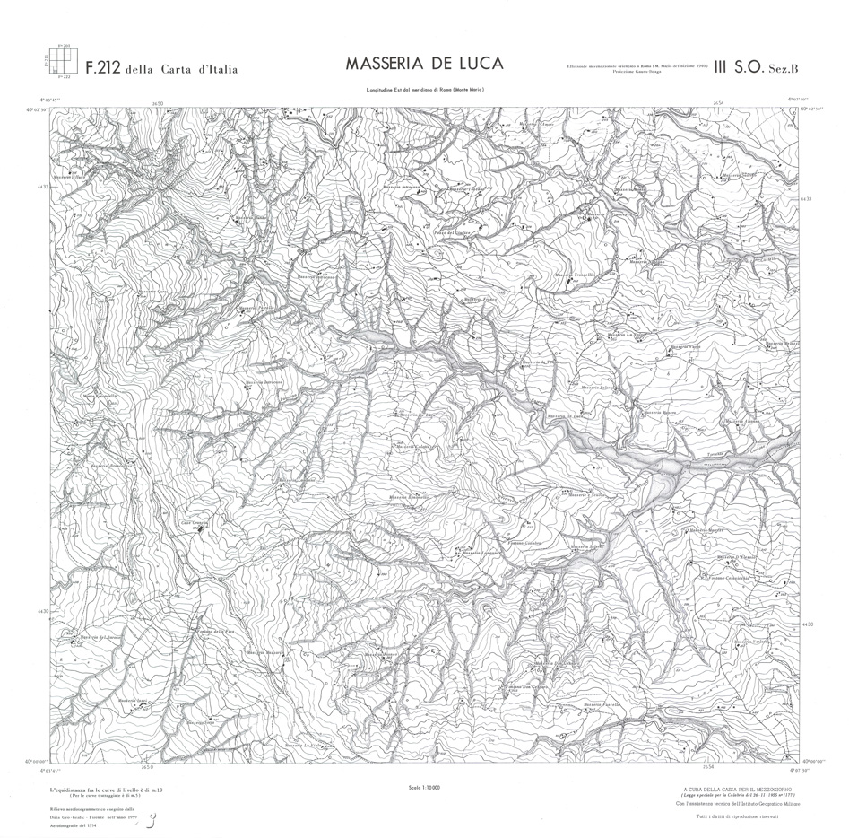 (N:36239) CALABRIA  FOGLIO 212 III SO SEZ B MASSERIA DE LUCA (SE009058) Carte e stampe antiche: riproduzione a colori su carta (formato A1)