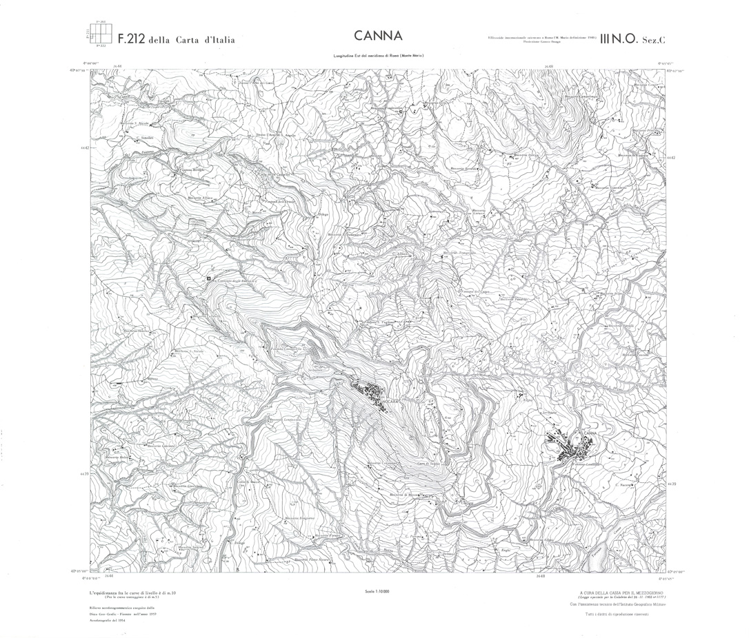 (N:36243) CALABRIA  FOGLIO 212 III NO SEZ C CANNA (SE009061) Carte e stampe antiche: riproduzione a colori su carta (formato A1)