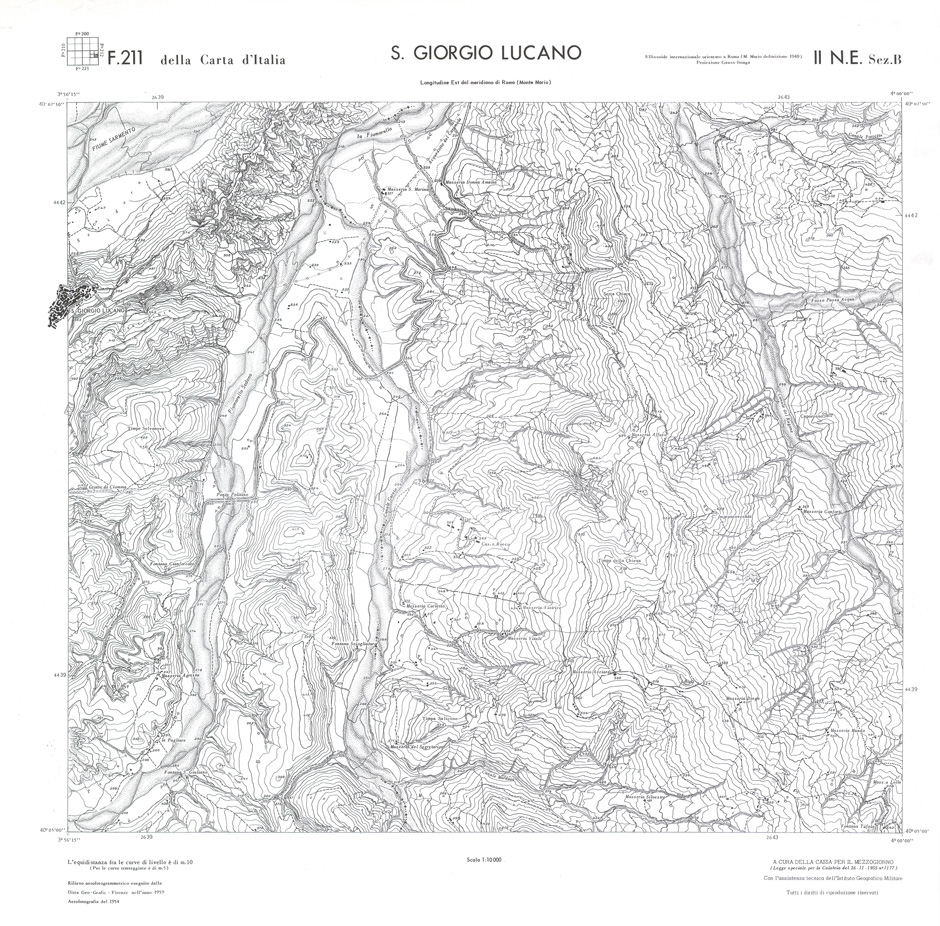 (N:36245) CALABRIA  FOGLIO 211 II NE SEZ B S.GIORGIO LUCANO (SE009063) Carte e stampe antiche: riproduzione a colori su carta (formato A1)
