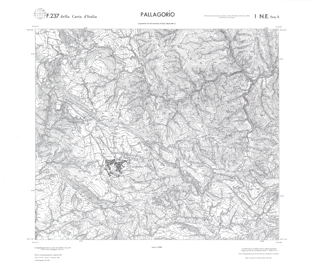 (N:36250) CALABRIA  FOGLIO 237 I NE SEZ A PALLAGORIO (SE009067) Carte e stampe antiche: riproduzione a colori su carta (formato A1)