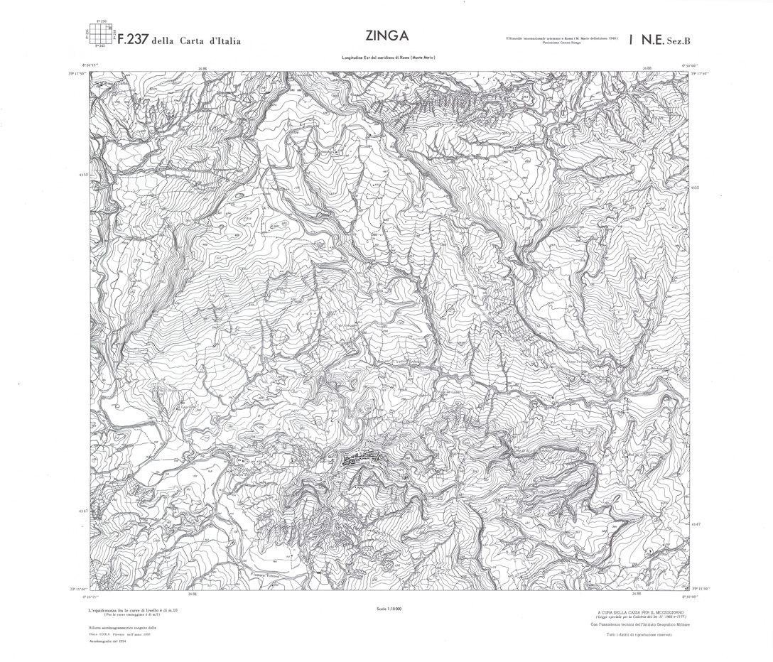 (N:36251) CALABRIA  FOGLIO 237 I NE SEZ B ZINGA (SE009068) Carte e stampe antiche: riproduzione a colori su carta (formato A1)