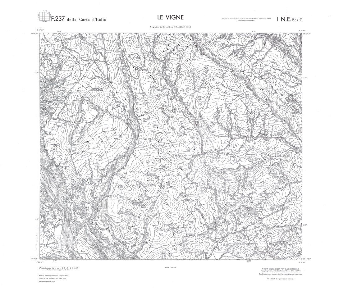 (N:36252) CALABRIA  FOGLIO 237 I NE SEZ C LE VIGNE (SE009069) Carte e stampe antiche: riproduzione a colori su carta (formato A1)