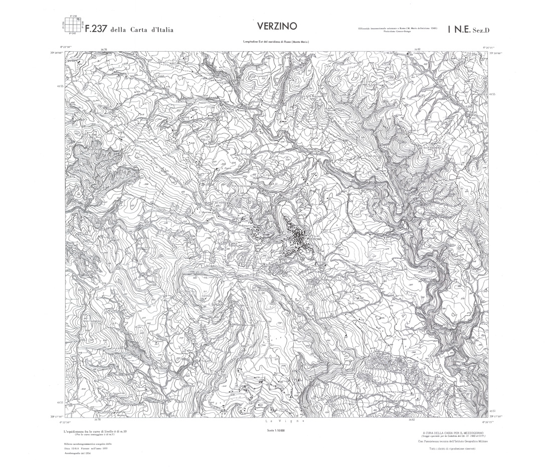 (N:36253) CALABRIA  FOGLIO 237 I NE SEZ D VERZINO (SE009070) Carte e stampe antiche: riproduzione a colori su carta (formato A1)