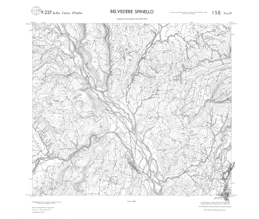 (N:36257) CALABRIA  FOGLIO 237 I SE SEZ D BELVEDERE SPINELLO (SE009074) Carte e stampe antiche: riproduzione a colori su carta (formato A1)