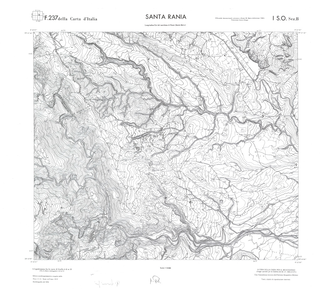(N:36259) CALABRIA  FOGLIO 237 I SO SEZ B SANTA RANIA (SE009076) Carte e stampe antiche: riproduzione a colori su carta (formato A1)