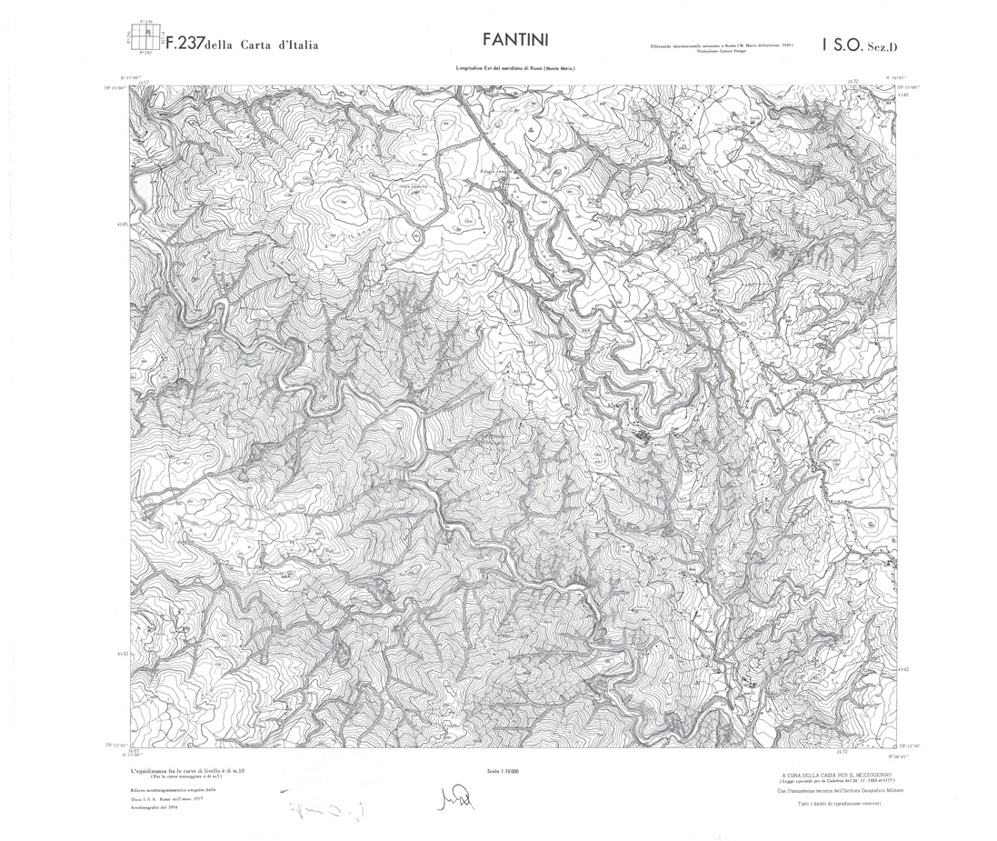 (N:36261) CALABRIA  FOGLIO 237 I SO SEZ D FANTINI (SE009078) Carte e stampe antiche: riproduzione a colori su carta (formato A1)