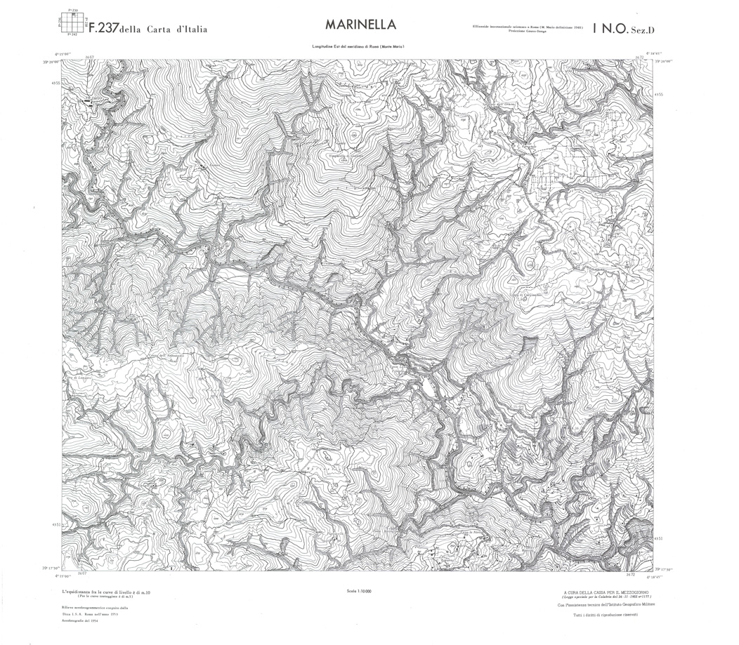 (N:36265) CALABRIA  FOGLIO 237 I NO SEZ D MARINELLA (SE009082) Carte e stampe antiche: riproduzione a colori su carta (formato A1)