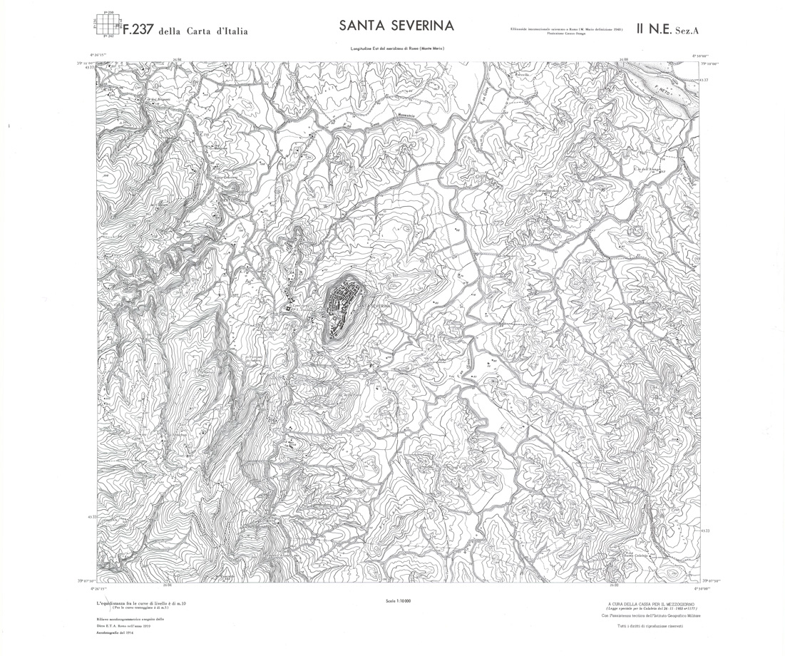 (N:36266) CALABRIA  FOGLIO 237 II NE SEZ A SANTA SEVERINA (SE009083) Carte e stampe antiche: riproduzione a colori su carta (formato A1)