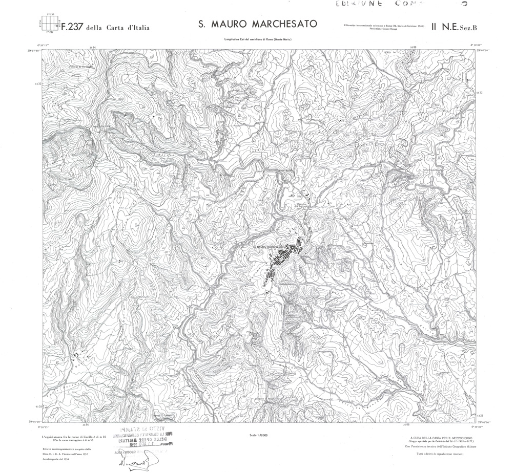 (N:36267) CALABRIA  FOGLIO 237 II NE SEZ B S. MAURO MARCHESATO (SE009084) Carte e stampe antiche: riproduzione a colori su carta (formato A1)