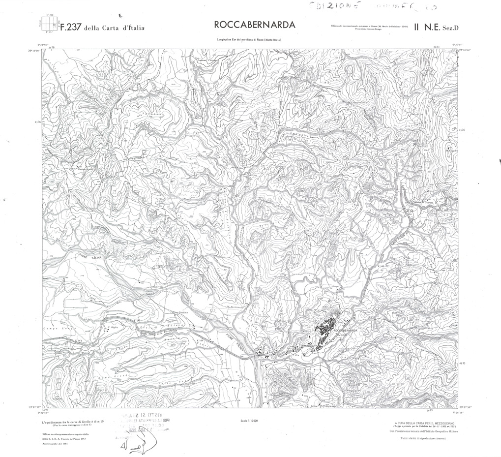 (N:36269) CALABRIA  FOGLIO 237 II NE SEZ D ROCCABERNARDA (SE009086) Carte e stampe antiche: riproduzione a colori su carta (formato A1)
